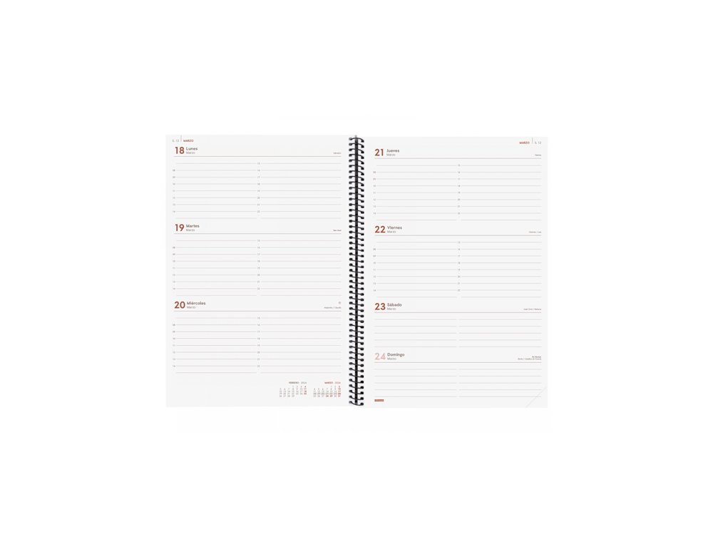 AGENDA ANUAL ESPIRAL 210X297 MM Semana Vista FINOCAM RECICLADA OPAQUE NEGRA