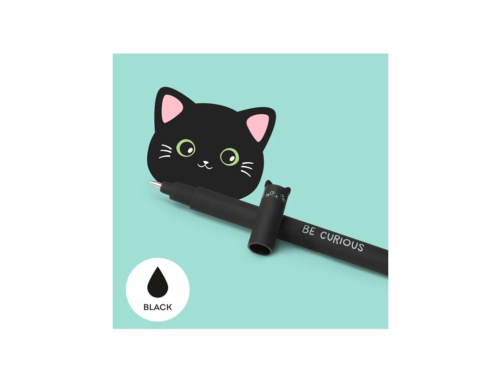 BOLIGRAFO GEL BORRABLE LEGAMI GATO NEGRO