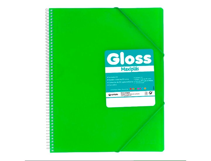 CARPETA FUNDAS DINA4 50 FUNDAS ESPIRAL GRAFOPLAST GLOSS VERDE