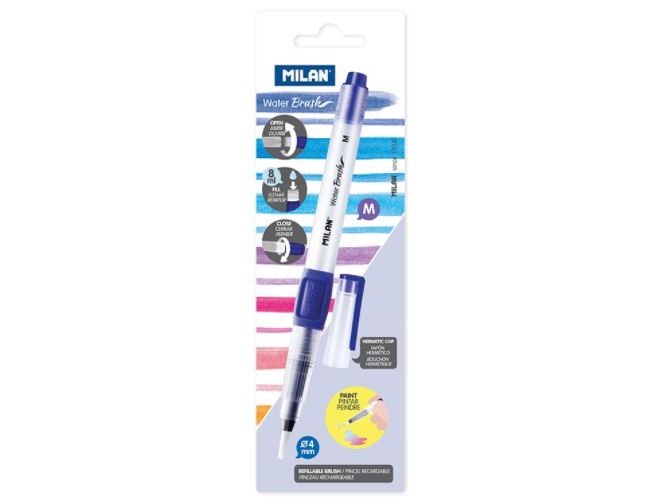 PINCEL DE AGUA RECARGABLE PARA ACUARELA PUNTA MEDIA 4MM MILAN