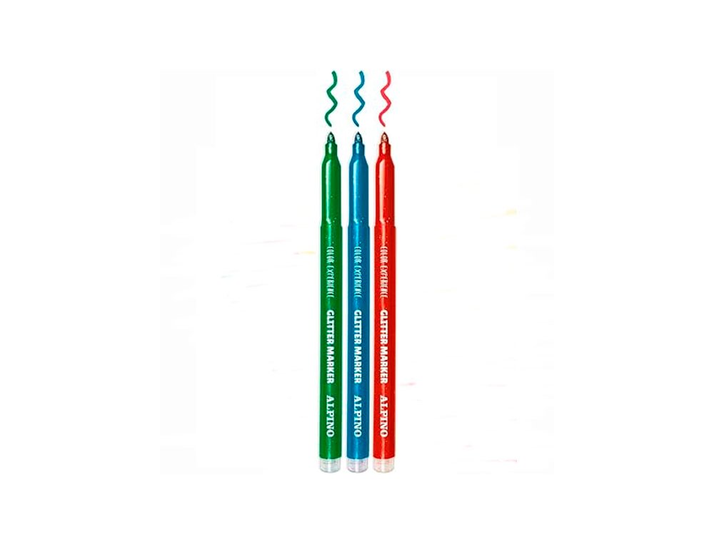 ROTULADOR ALPINO BLISTER 12 COLORES GLITTER MARKER
