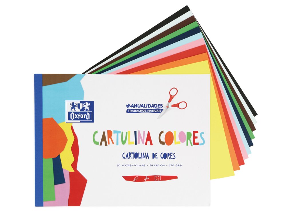 BLOC TRABAJOS MANUALES OXFORD CARTULINAS DINA4 10 Hojas 170 Gramos