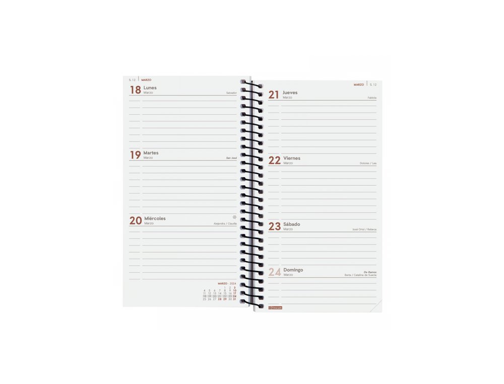 AGENDA ANUAL ESPIRAL 094X171 MM SEMANA VISTA FINOCAM YEAR NEGRO