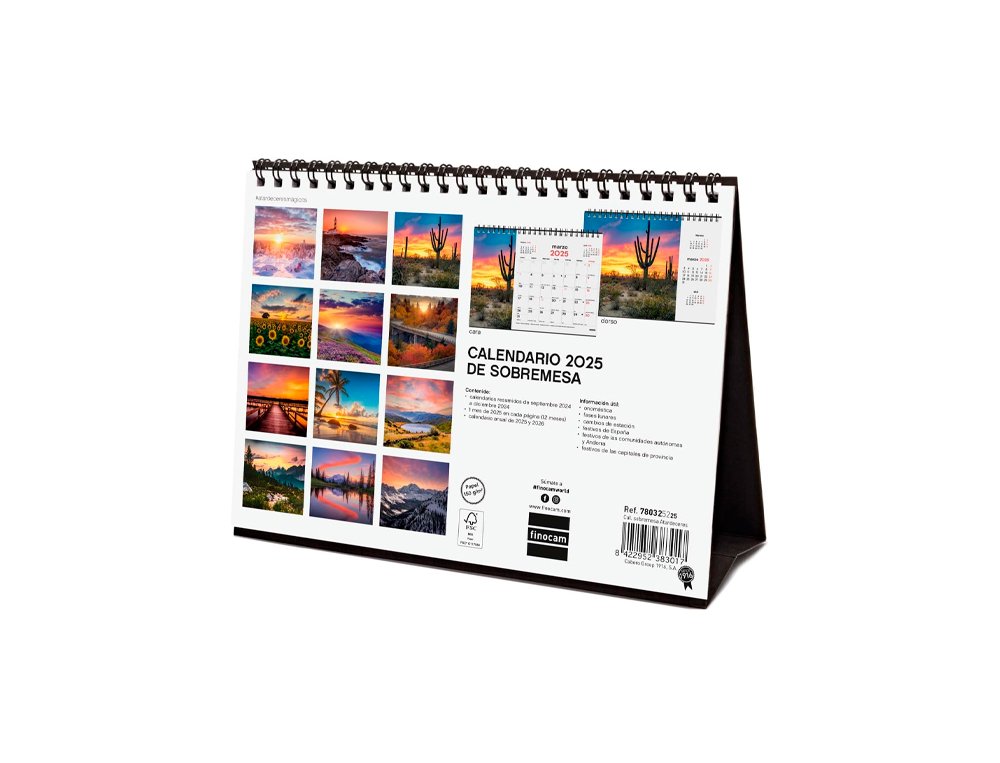 CALENDARIO ESPIRAL SOBREMESA 201X150 MM FINOCAM ATARDECERES