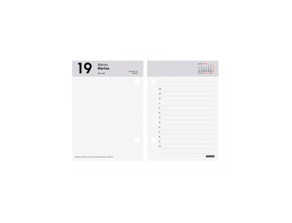 BLOQUE ANUAL SOBREMESA 85X120 MM 2PAGINAS DIA FINOCAM MULTIFIN