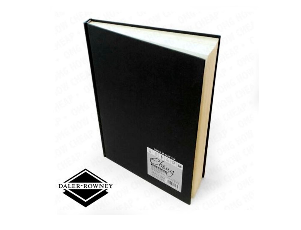 BLOC DE DIBUJO ENCOLADO ESBOZO 210x297MM 160 Gramos 54 Hojas DALER ROWNEY EBONY TAPA DURA RT NEGRO