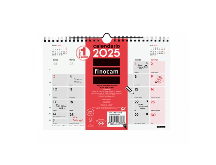 CALENDARIO DE PARED ESPIRAL 210X150 MM FINOCAM PARA ESCRIBIR
