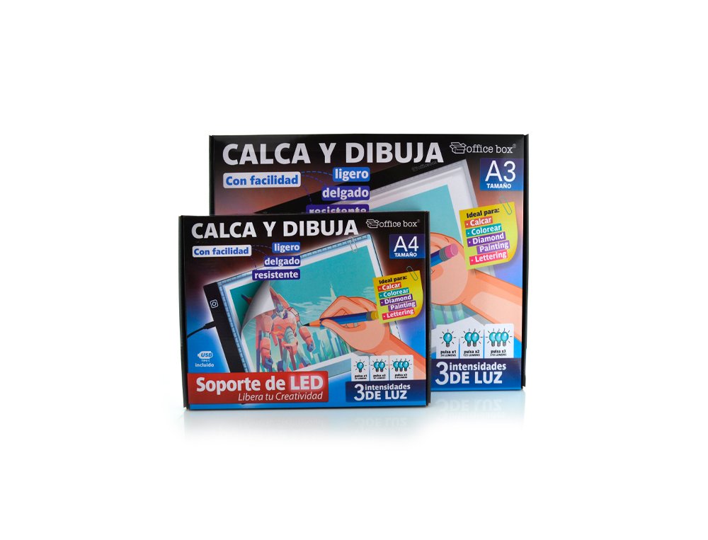 SOPORTE LED DINA3 ADAPTADOR USB 3 INTESIDADES DE LUZ CALCAR Office Box