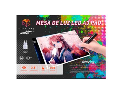 SOPORTE LED DINA3 ADAPTADOR USB 3 INTESIDADES DE LUZ CALCAR Artist