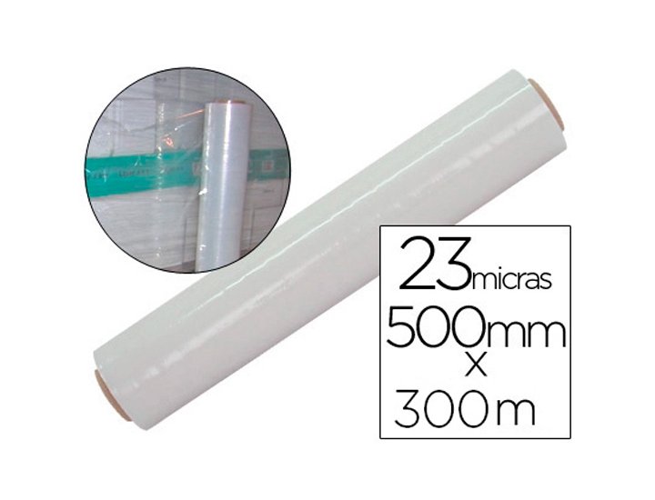 FILM PALETIZAR 50 Cm X 300 Metros ROLLO 23 Micras 2,2Kg TRANSPARENTE