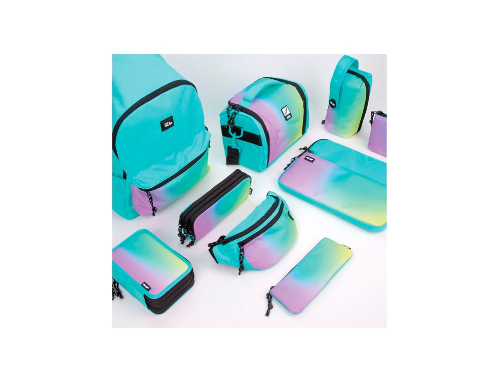 PLUMIER CREMALLERA TRIPLE CON CONTENIDO MILAN SUNSET VERDE