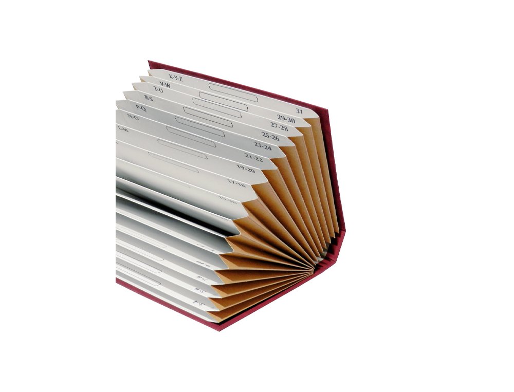 CARPETA FUELLE CARTON TELA CUARTO A-Z/1-31 BURDEOS