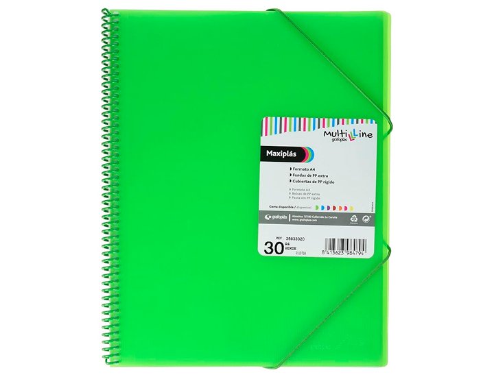 CARPETA FUNDAS DINA4 30 FUNDAS ESPIRAL GRAFOPLAST GLOSS VERDE