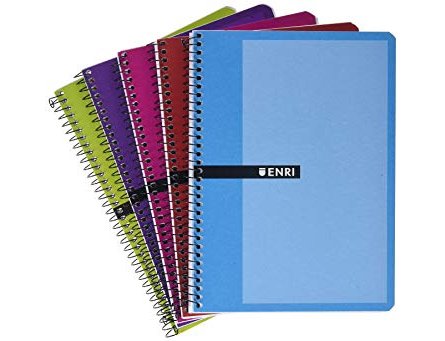 BLOC ESPIRAL CUARTO 80 Hojas CUADRO 4MM TAPA DURA COLORES SURTIDOS ENRI