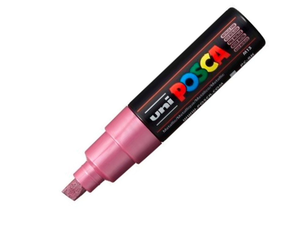 ROTULADOR UNI BALL POSCA GRUESO BISELADA 8MM ROSA METALICO