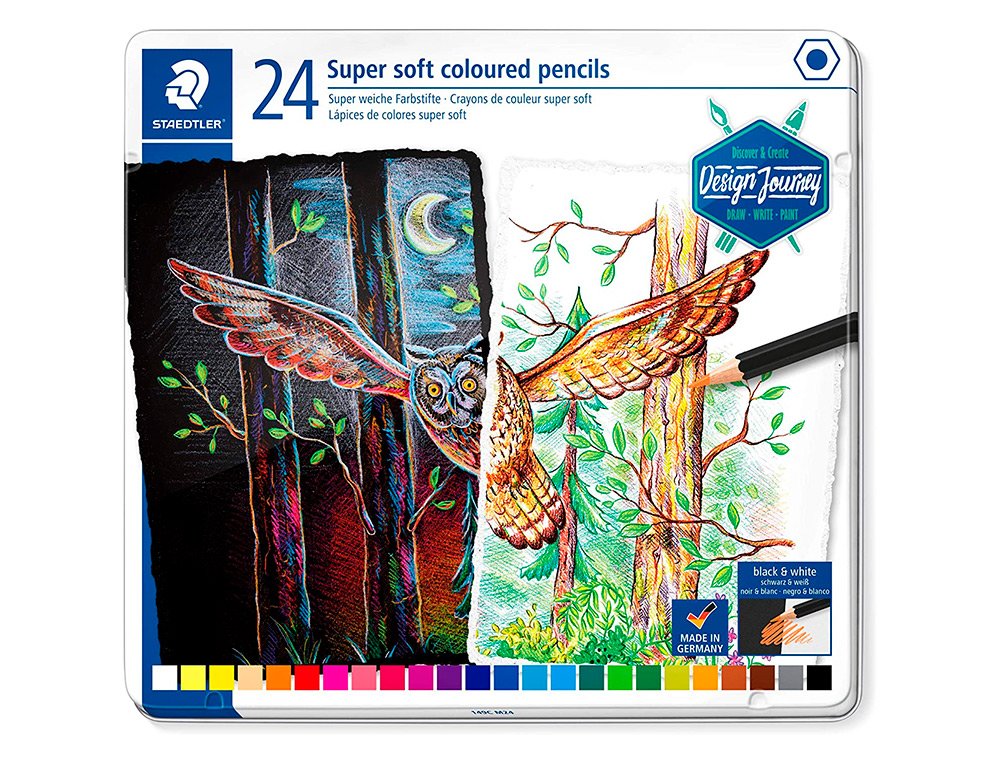 LAPIZ STAEDTLER SUPER SOFT CAJA METAL 24 COLORES