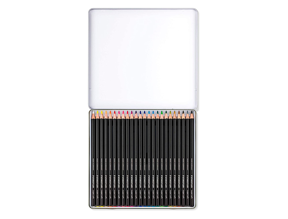 LAPIZ STAEDTLER SUPER SOFT CAJA METAL 24 COLORES
