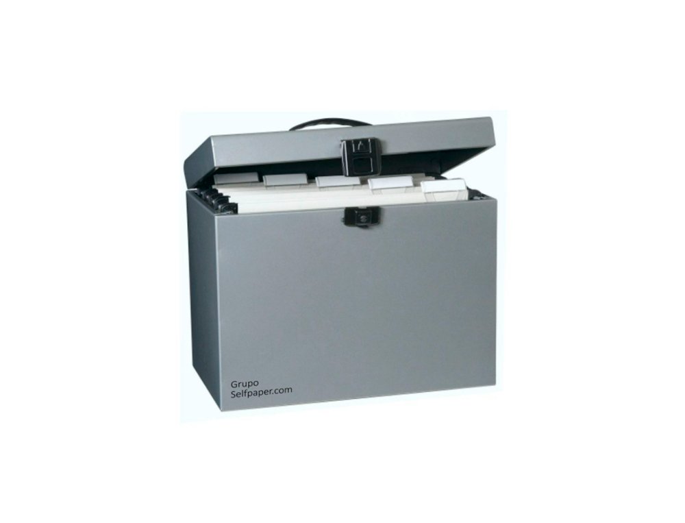 MALETIN ARCHIVO METAL BOX +5 CARPETAS GRIS OXFORD