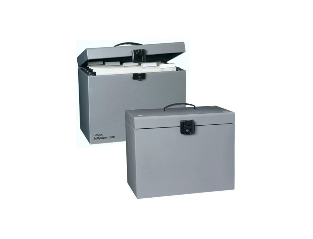 MALETIN ARCHIVO METAL BOX +5 CARPETAS GRIS OXFORD