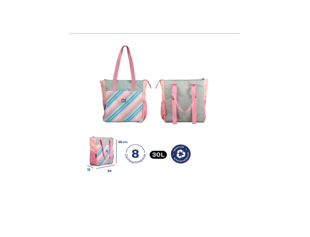 MOCHILA BOLSO OXFORD DE MANO CONVERTIBLE COLOR BLOCK