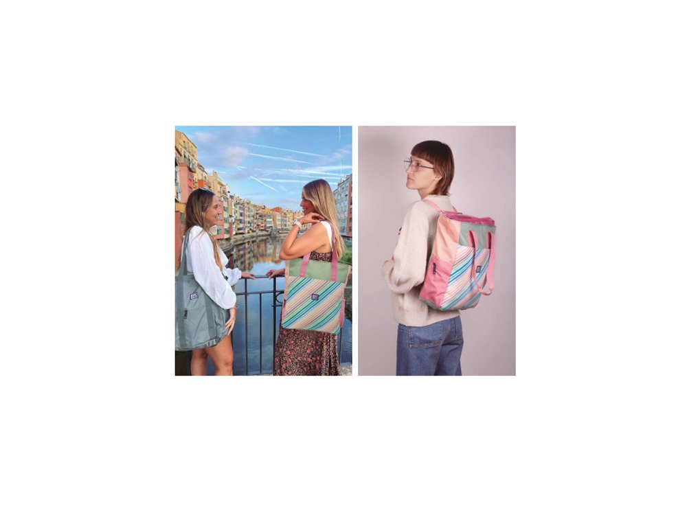 MOCHILA BOLSO OXFORD DE MANO CONVERTIBLE COLOR BLOCK