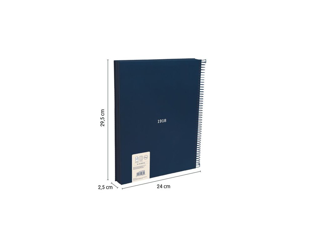 BLOC ESPIRAL DINA4 120 HOJAS 95 GRAMOS TAPA DURA MILAN 430 AZUL MARINO CUADRICULA 5X5 MM