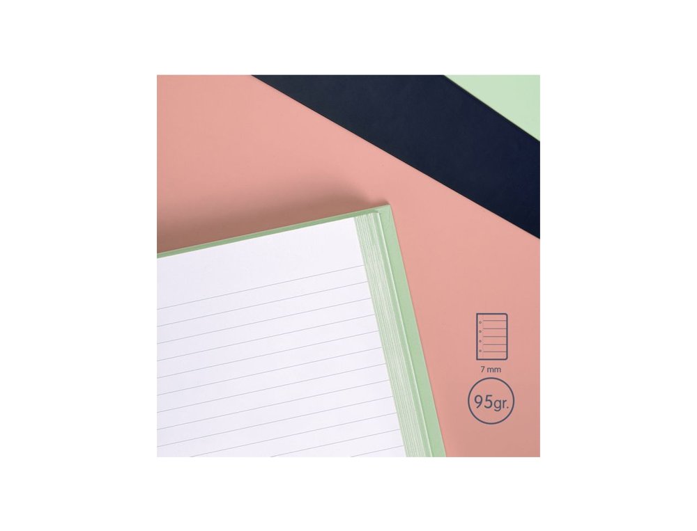 BLOC ESPIRAL DINA4 120 HOJAS 95 GRAMOS TAPA DURA MILAN 430 ROSA LINEA HORIZONTAL