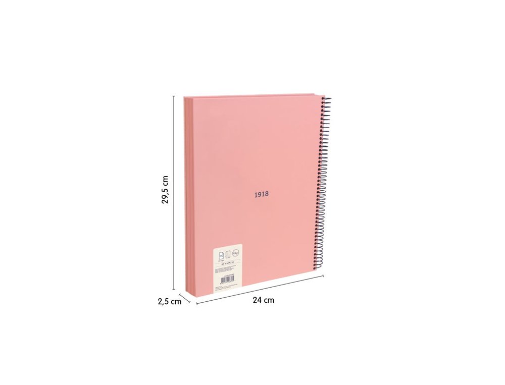 BLOC ESPIRAL DINA4 120 HOJAS 95 GRAMOS TAPA DURA MILAN 430 ROSA LINEA HORIZONTAL