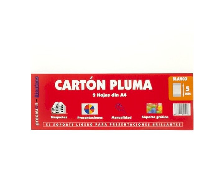 CARTON PLUMA DINA4 5 MM BLANCO PACK 2 HOJAS