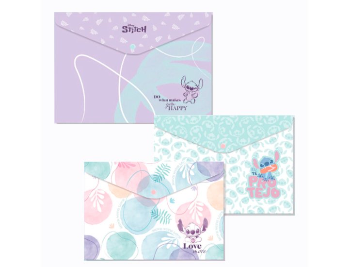 DOSSIER SOBRE BROCHE 210X297 MM STITCH PASTEL MALVA-TURQUESA