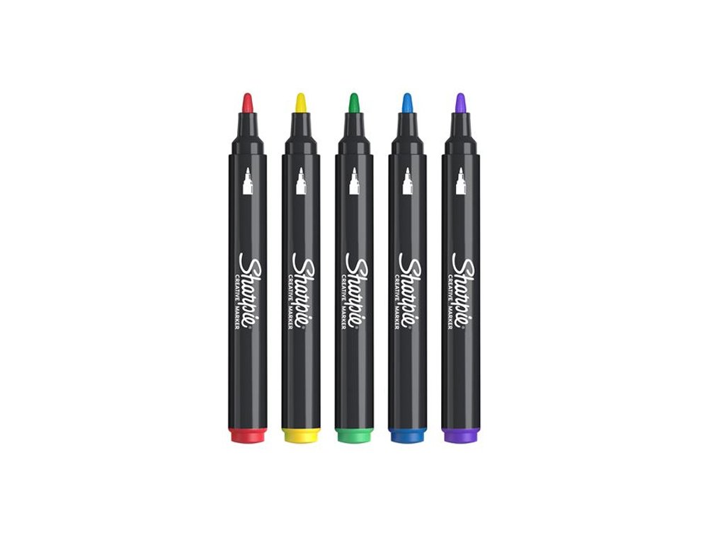 ROTULADOR SHARPIE PERMANENTE CREATIVE MARKERS ACRILICO PUNTA REDONDA Pack de 5 Colores Surtidos