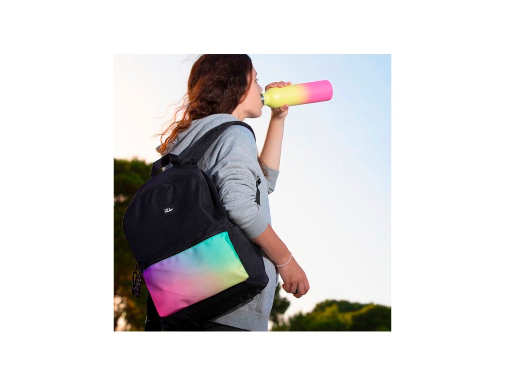MOCHILA ESCOLAR 2 CREMALLERAS 22 LITROS MILAN SUNSET NEGRA