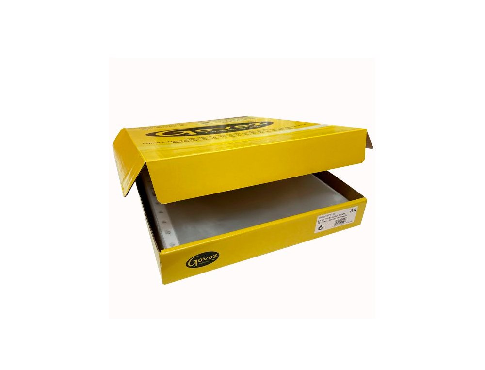 FUNDA MULTITALADRO CRISTAL 80 Micras CAJA 100 Unidades DINA4 GOVEZ