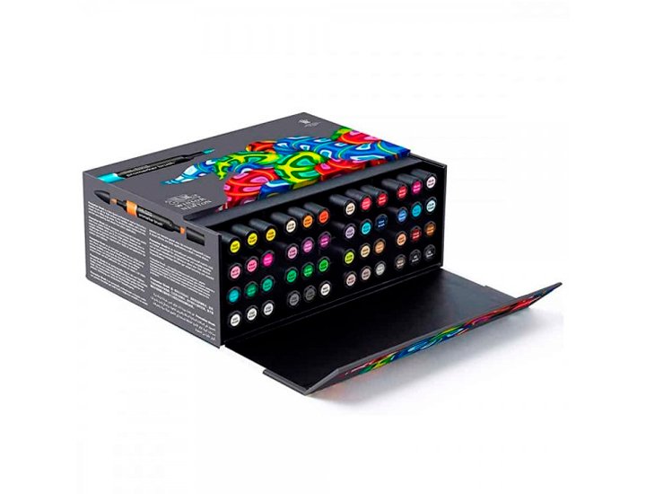 ROTULADOR Winsor  and  Newton BRUSHMARKER ESTUCHE 48 ROTULADORES MALETIN CIERRE IMANTADO
