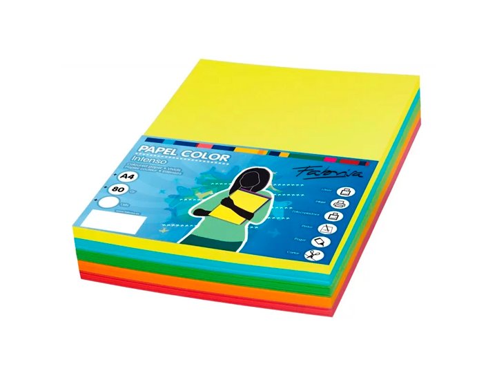 PAPEL IRIS DINA4 PACK 250 HOJAS 80 Gramos  5 COLORES INTENSOS