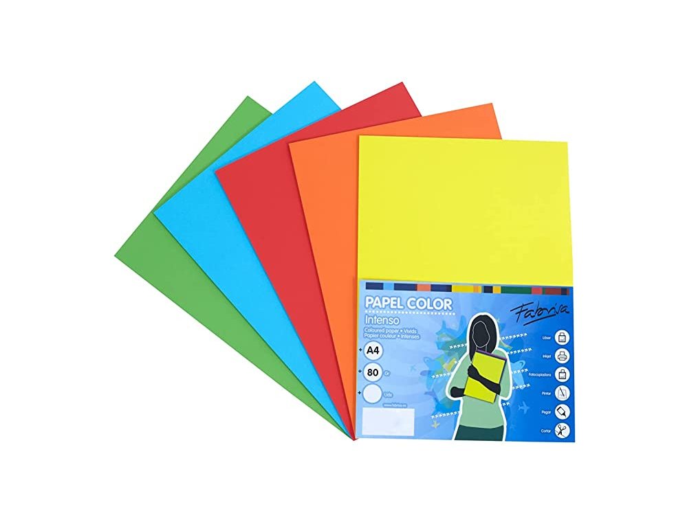 PAPEL IRIS DINA4 PACK 250 HOJAS 80 Gramos 5 COLORES INTENSOS