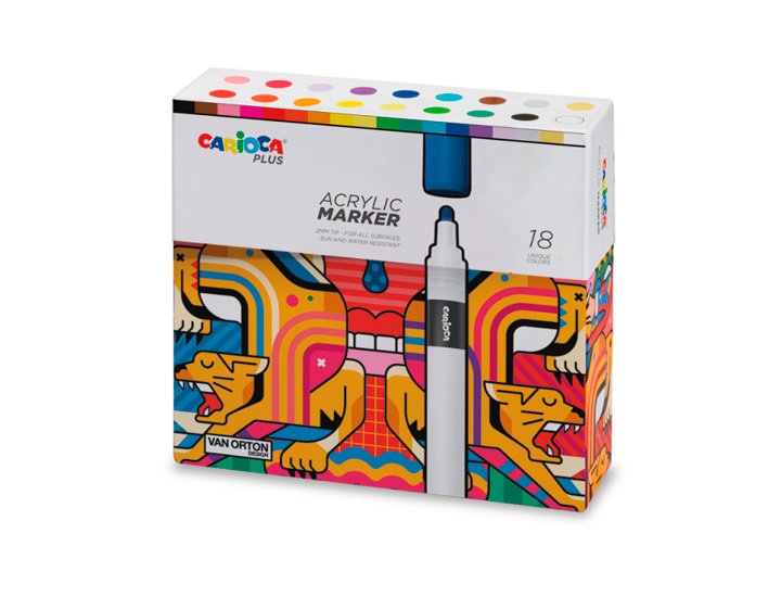 ROTULADOR CARIOCA ACRYLIC MARKER CAJA PREMIUM 18 COLORES