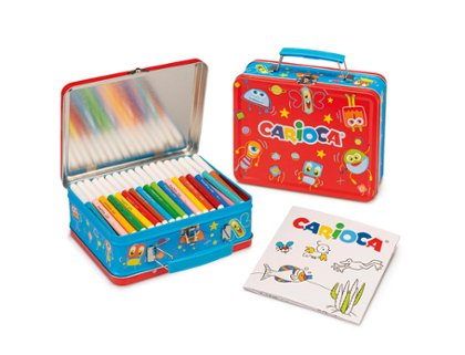 ROTULADOR CARIOCA JOY CAJA METALICA 100 COLORES + ALBUM PARA COLOREAR