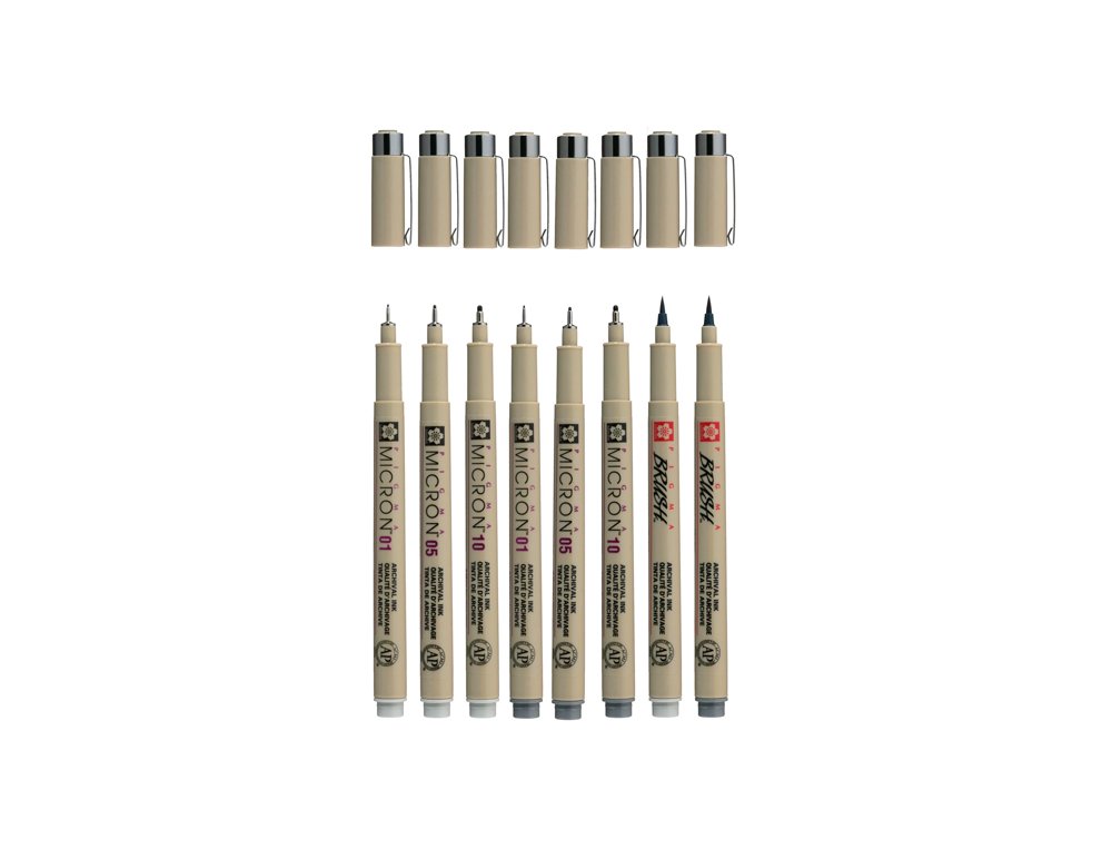 ROTULADOR SAKURA PIGMA MICRON BOLSA 8 UNIDADES GRIS FRIO CLARO Y GRIS FRIO
