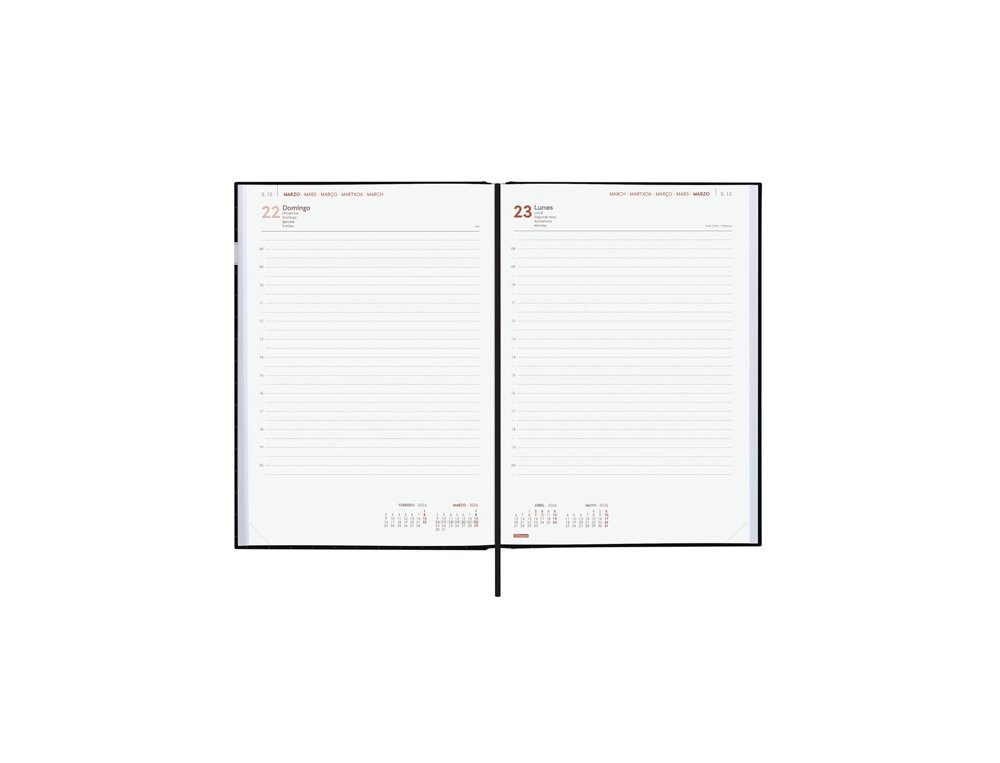 AGENDA ANUAL ENCUADERNADA 165X240 MM DIA PAGINA FINOCAM PORTO NEGRA