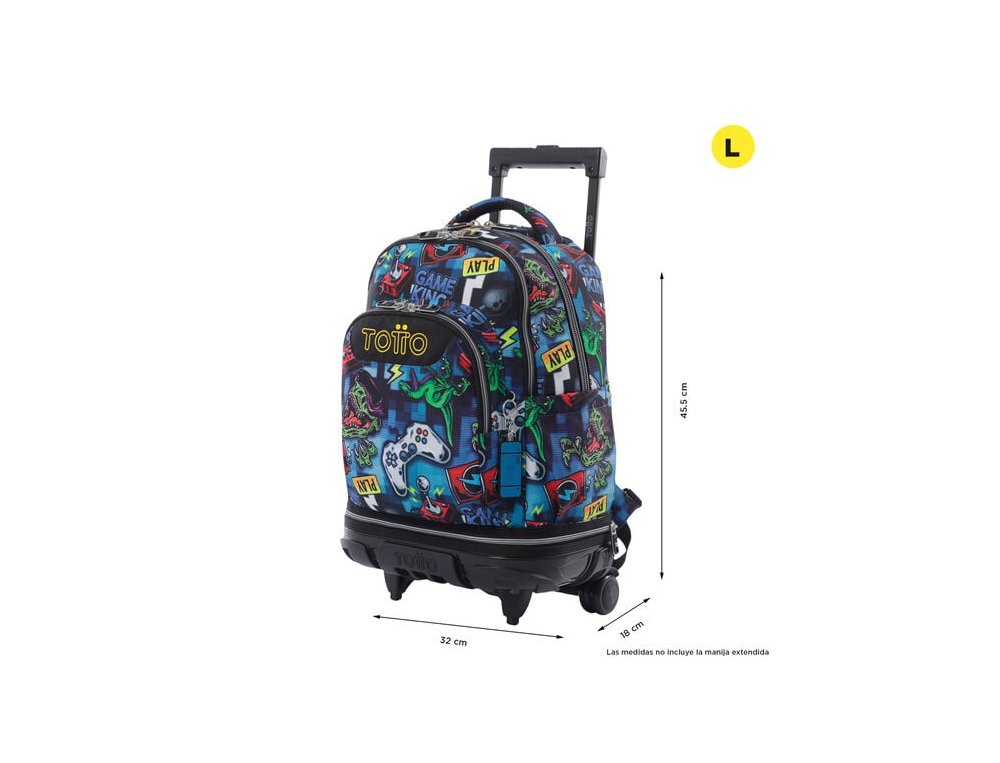 CARTERA COLEGIAL TOTTO MORRAL RUE REMOV TIZA 0JI GAMERTAG CON RUEDAS