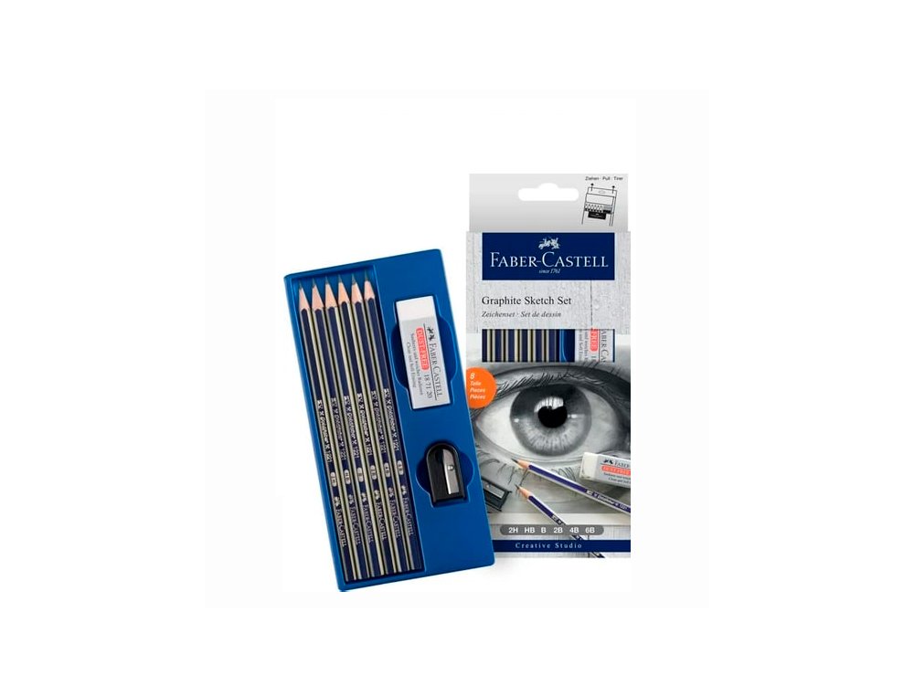 LAPIZ FABER CASTELL CARBON CREATIVE STUDIO SET DE 8 PIEZAS IMPRESCINDIBLE