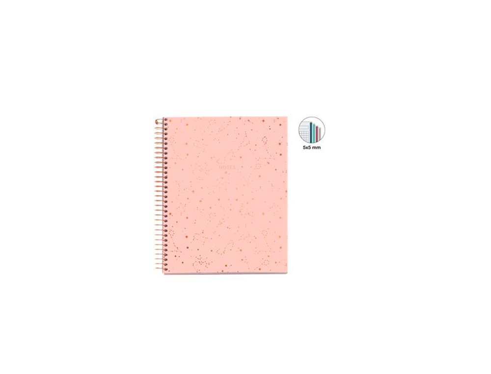 BLOC ESPIRAL NOTEBOOK CARTON DINA5 120 Hojas CUADRO CONSTELACI ROSE GREY MR