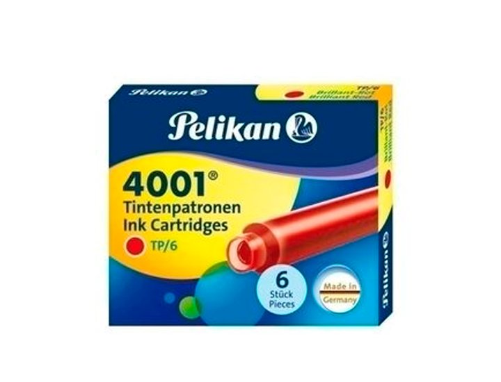 TINTA PELIKAN CARTUCHO CORTO CAJITA DE 6 Unidades ROJO