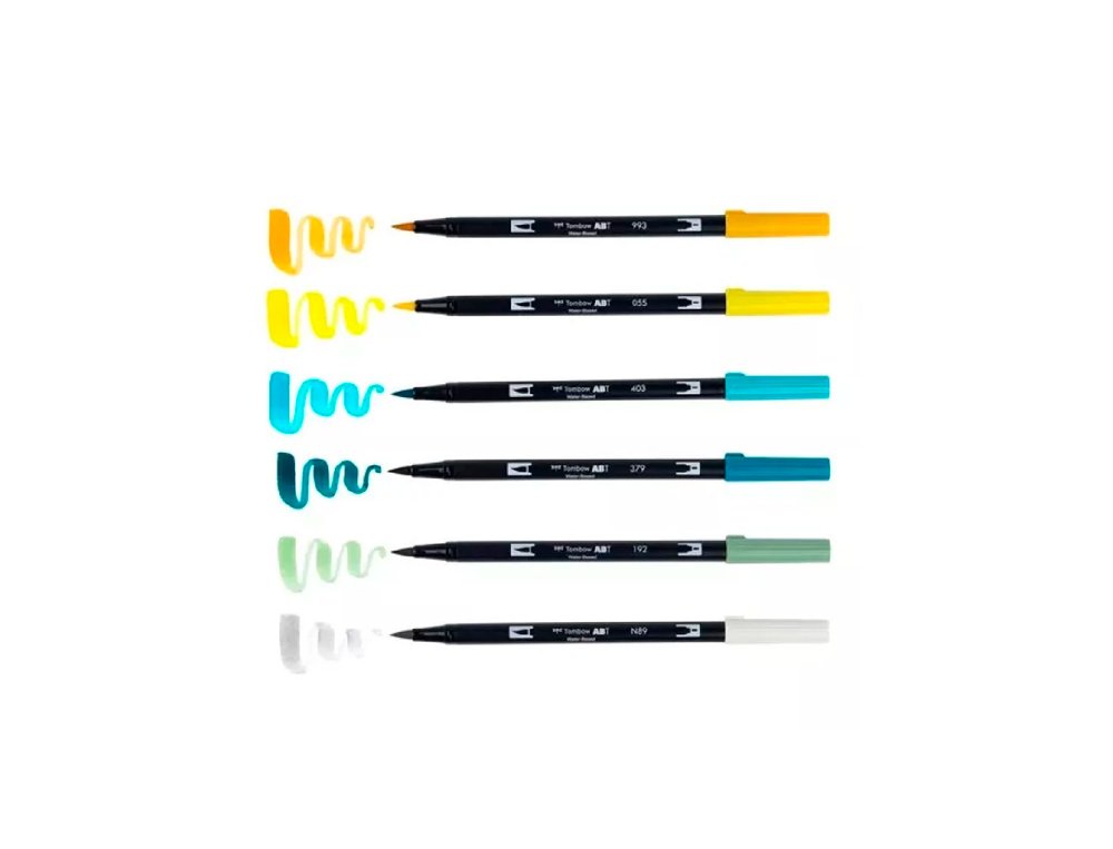 ROTULADOR TOMBOW DUAL BRUSH ABT PUNTA PINCEL PACK 5+1 LEMON SQUEEZY