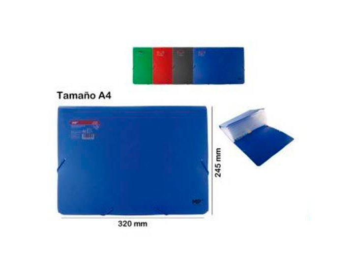 CARPETA FUELLE DINA4 13 DEPARTAMENTOS CON GOMA COLORES SURTIDOS