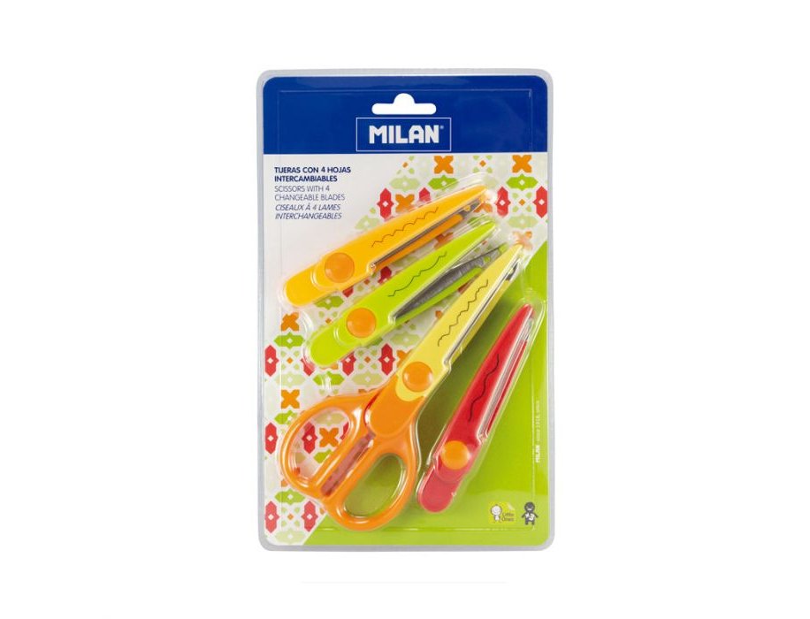 TIJERAS ESCOLAR MILAN ZIG-ZAG + 4 Recambios Distintos Cortes