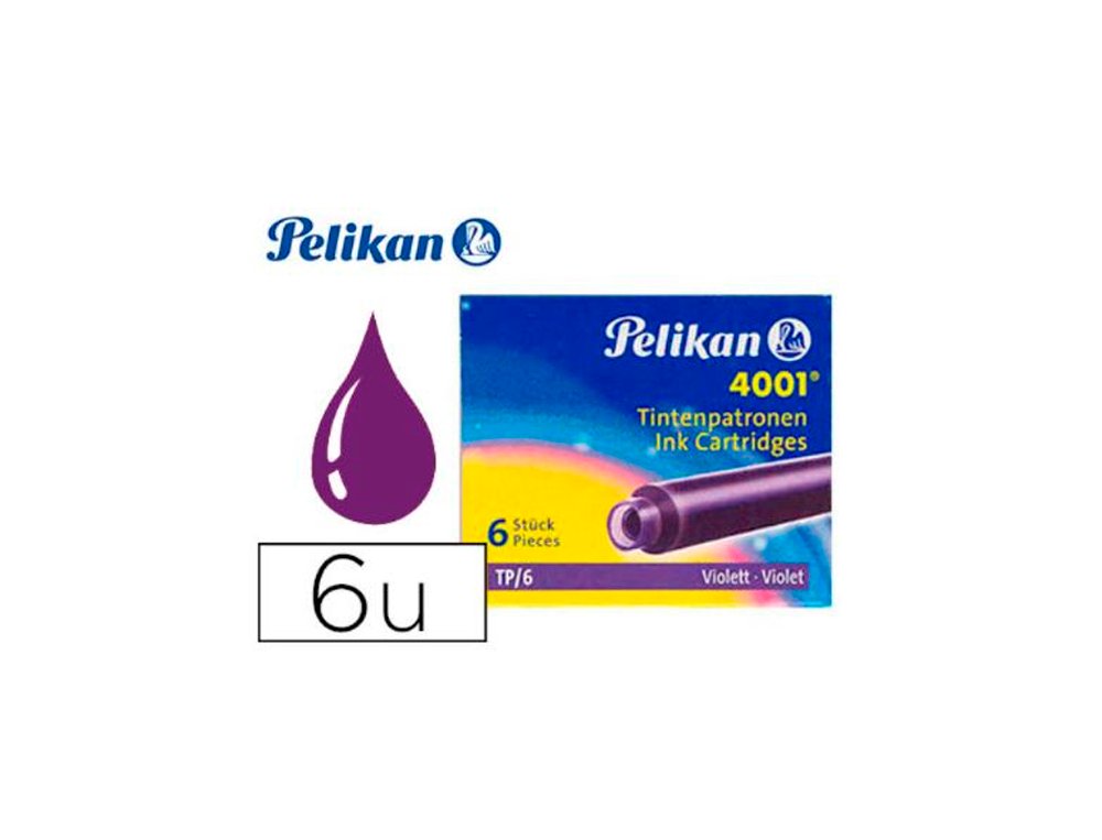 TINTA PELIKAN CARTUCHO CORTO CAJITA DE 6 Unidades VIOLETA