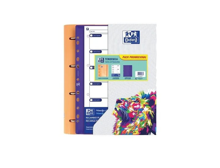 CARPEBLOCK 4 ANILLAS 35 MM DINA4 CARTON OXFORD+RECAMBIO 100 Hojas EBINDER COLORES tendencia