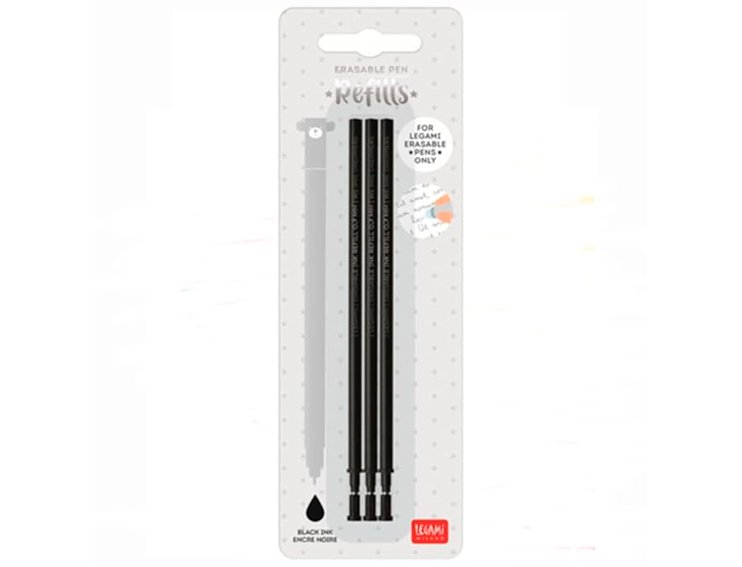 RECAMBIO BOLIGRAFO BORRABLE Pack 3 Unidades NEGRO